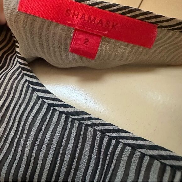 Shamask Silk Long Sleeve striped lined tunic Blouse size 10 - Picture 9 of 11